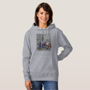 Santa In Jail women grey hooded sweatshirt
