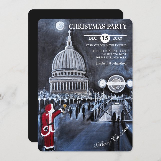 Santa in London Christmas Party Invitation (Front/Back)