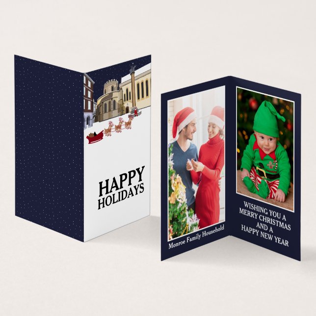 Santa In London, Family Photo Christmas Card (Inside and Outside)