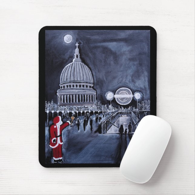 Santa in London Painting by Alfred Fox Mouse Mat (With Mouse)