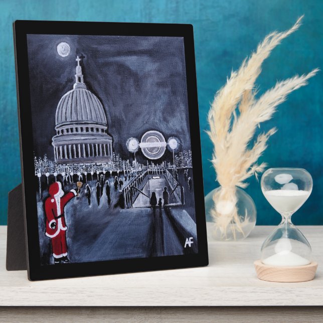 Santa in London Painting by Alfred Fox Plaque (Side)