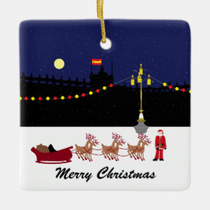 Santa In Madrid Christmas Ceramic Ornament