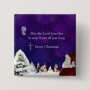 Santa in Nativity 15 Cm Square Badge