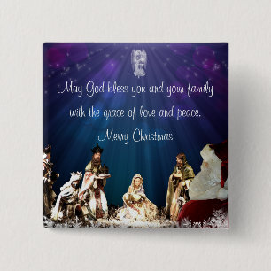 Santa in Nativity 15 Cm Square Badge