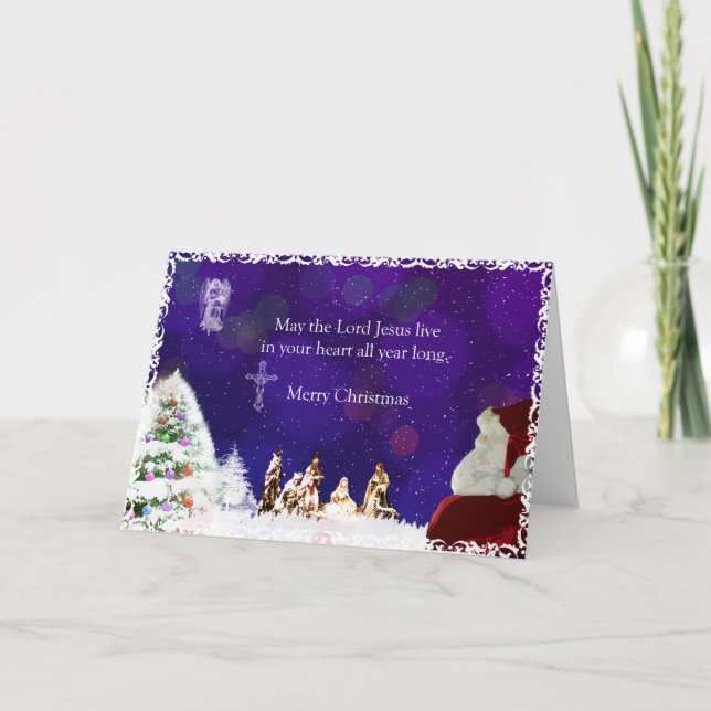Santa in Nativity Holiday Card (Front)