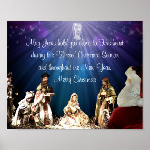 Santa in Nativity Poster