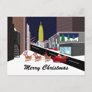 Santa In New York Christmas Holiday Postcard