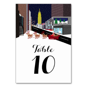 Santa In New York Christmas Number Table Number