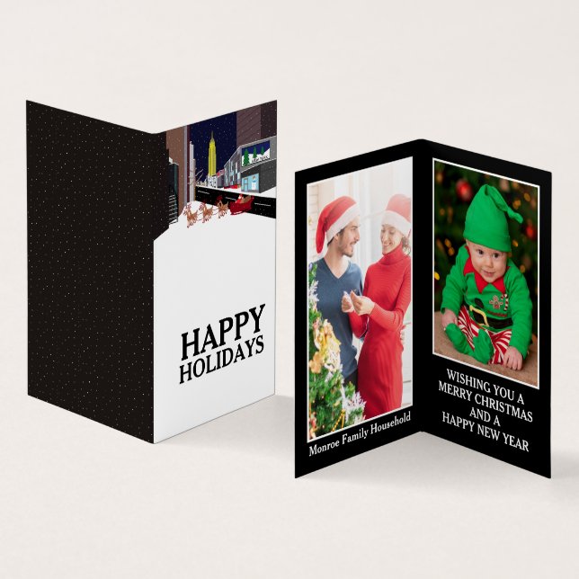 Santa In New York, Family Photo Christmas Card (Inside and Outside)