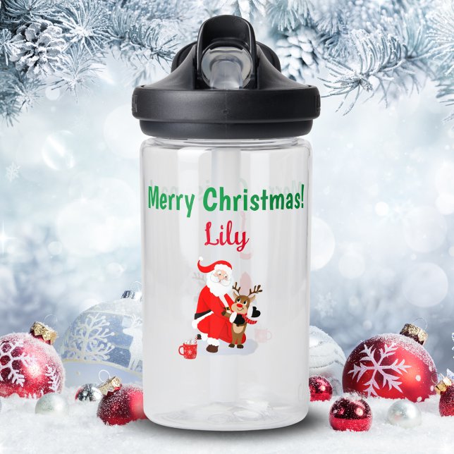 Santa In North Pole red-nosed reindeer Water Bottle (Creator Uploaded)