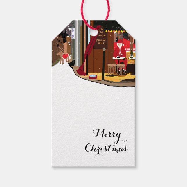 Santa In Paris Christmas Gift Tags (Front)