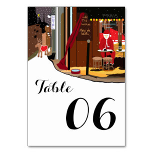 Santa In Paris Christmas Number Table Number