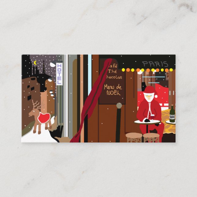 Santa in Paris, Christmas Party Ticket Invitation (Front)