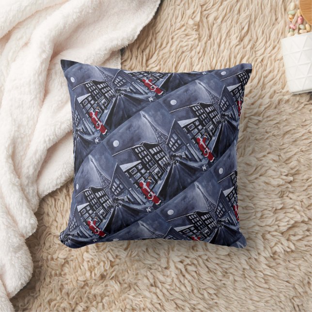 Santa in Paris Painting by Alfred Fox Cushion (Blanket)