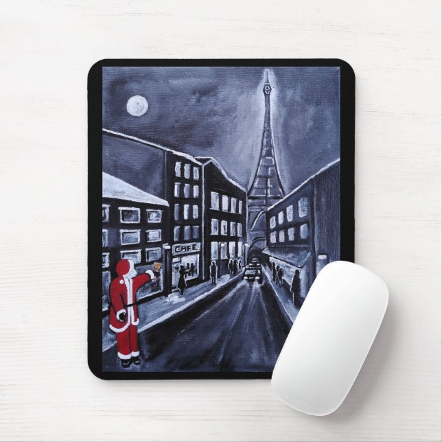 Santa in Paris Painting by Alfred Fox Mouse Mat (With Mouse)