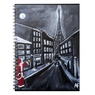 Santa in Paris Painting by Alfred Fox Notebook