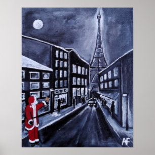 Santa in Paris Painting by Alfred Fox Poster