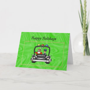 Santa In Police Car Christmas Card