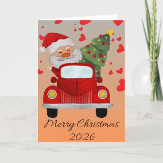 “Santa in Red Car Christmas Card 2025