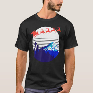 Santa In Seattle Washington Mt Rainier Christmas T-Shirt