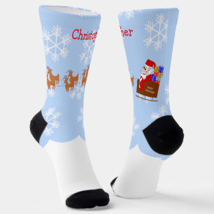 Santa In Sleigh Design Christmas Socks