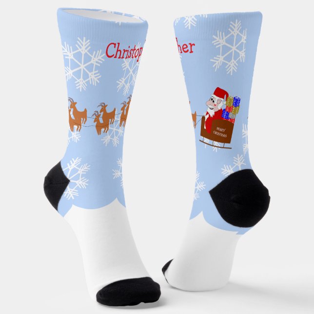 Santa In Sleigh Design Christmas Socks (Angled)