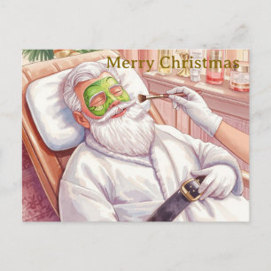 Santa in the Bathtub Spa Christmas themed Holiday Postcard
