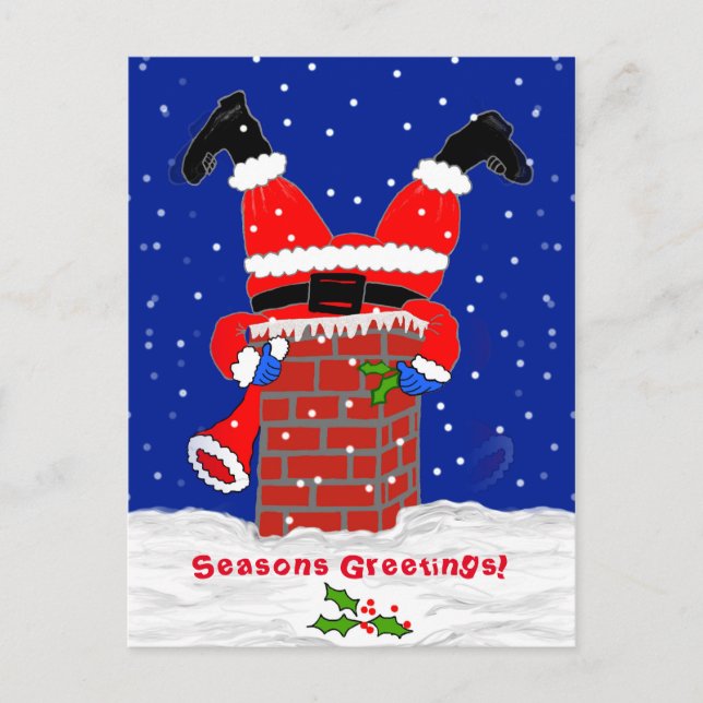 Santa in the Chimney Postcard (Front)