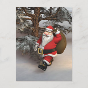 Santa in the Forest Holiday Postcard