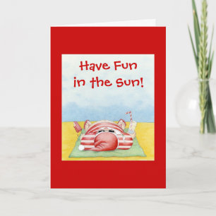 Santa in the Sand Red Holiday Card