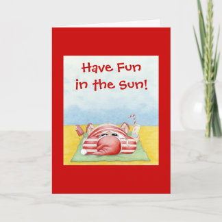 Santa in the Sand Red Holiday Card
