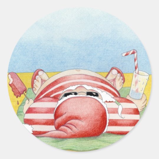 Santa in the Sand Sticker