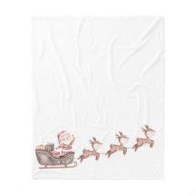 Santa in the Sleigh Fleece Blanket