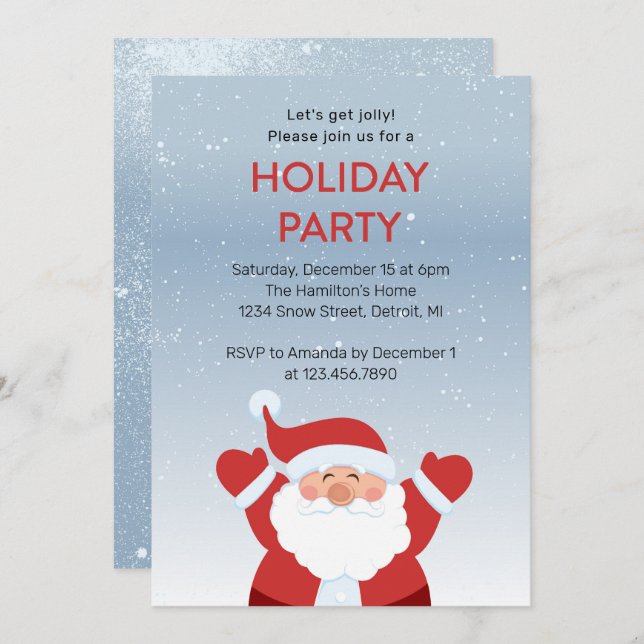 Santa in the Snow Holiday Party Invitation (Front/Back)