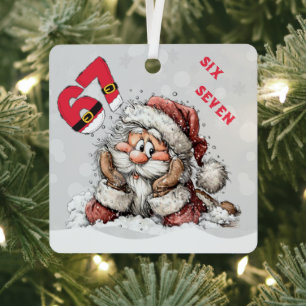 Santa In the Snow Six Seven Christmas Ornament