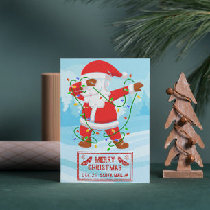 Santa in Trouble Funny Christmas Postcard