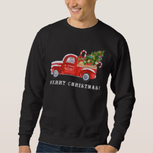 Santa in Vintage Red Christmas Truck Window Sweatshirt