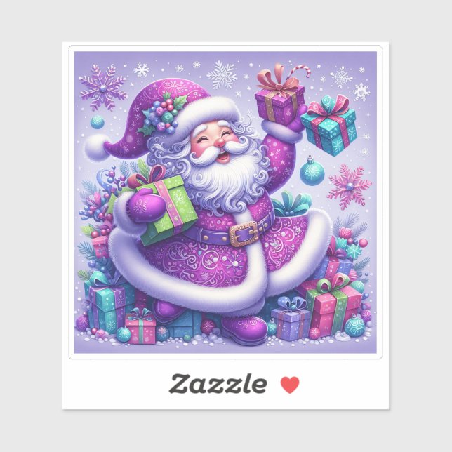 Santa in Violet Surrounded by Gifts (Sheet)