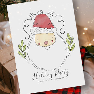 Santa in Watercolor Holiday Party Invitation