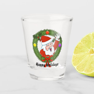 Santa in Wreath Shot Glass