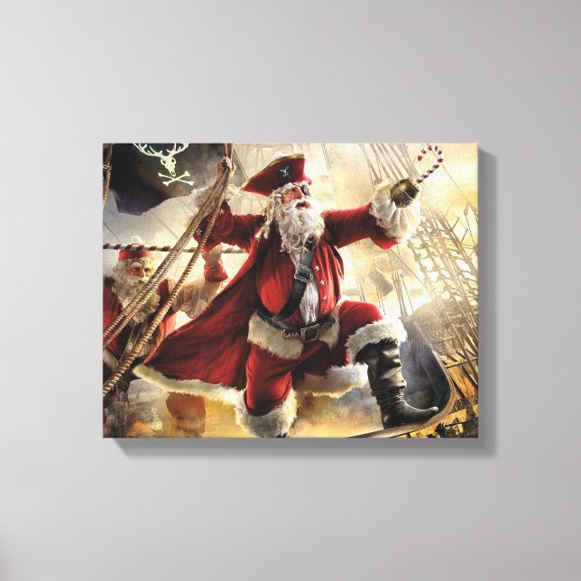 Santa Is A Pirate Canvas Print (Front)