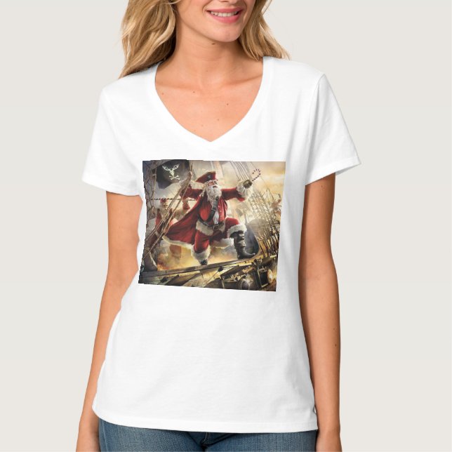 Santa Is A Pirate T-Shirt (Front)