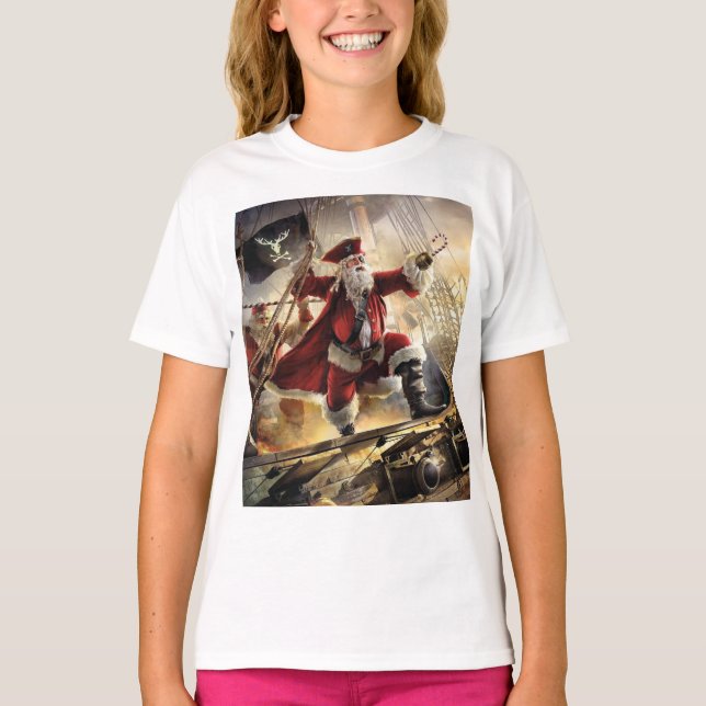 Santa Is A Pirate T-Shirt (Front)