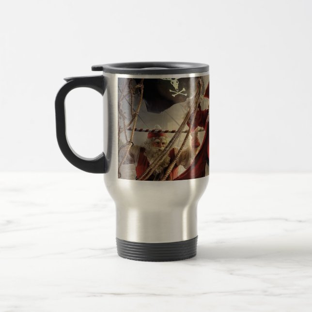 Santa Is A Pirate Travel Mug (Left)