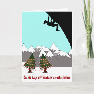 Santa is a rock climber Christmas card