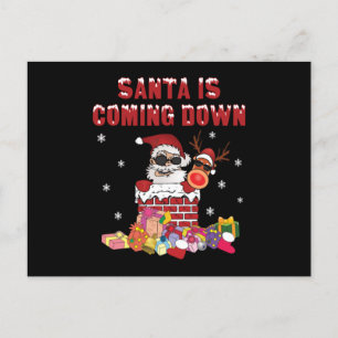 Santa is coming down the Chimney Postcard