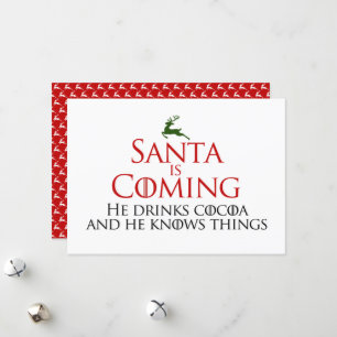Santa Is Coming Funny Flat Holiday Card