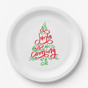 santa is coming paper plate