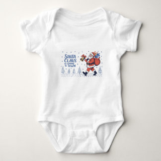 Santa is coming to the town baby bodysuit