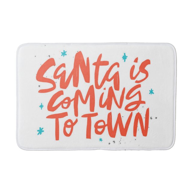 Santa is Coming to Town Holiday Design Bath Mat (Front)